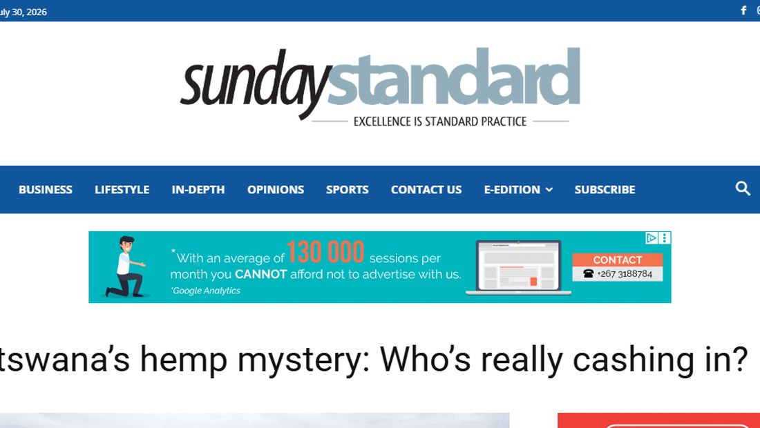 Sunday Standards artikel Botswana's hemp mystery: Who's really cashing in?, publicerad den 30 mars 2026.